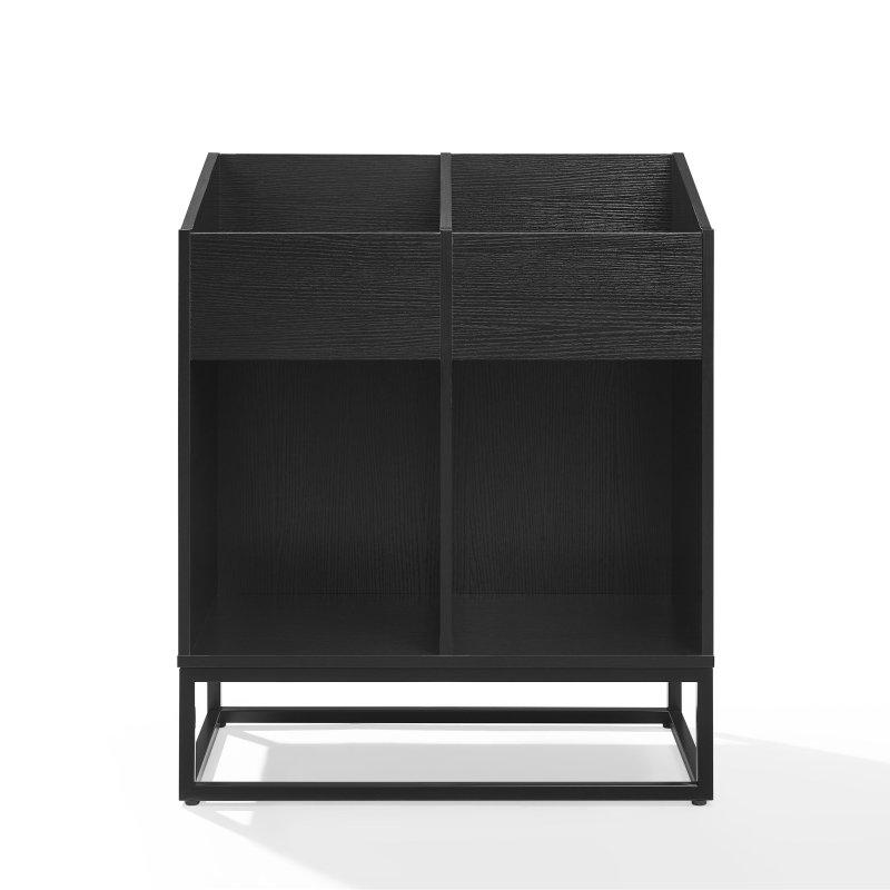 Siyah MDF Çelik 4 Raflı Plak Standı Kitaplık - 70x36x87 cm - 316437