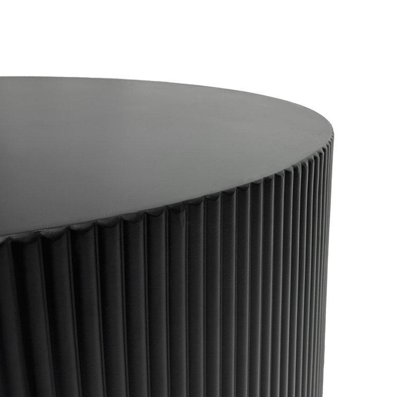 Siyah MDF Dalga Desenli Kabartma Detaylı Yuvarlak Orta Sehpa - 91x41 cm - 245476