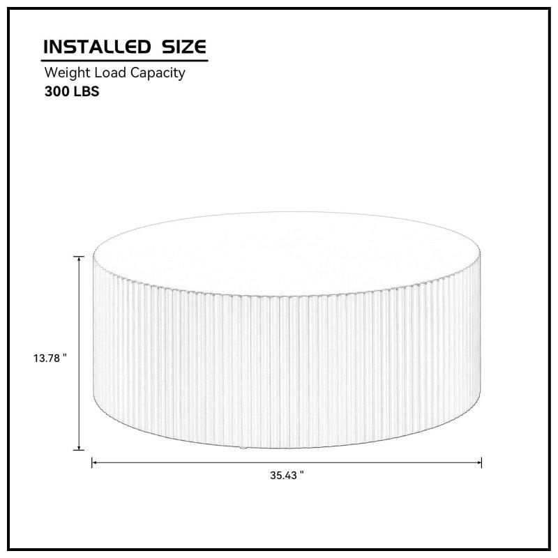 Siyah MDF El Yapımı Rölyef Desenli Yuvarlak Orta Sehpa - 90x35 cm - 240711