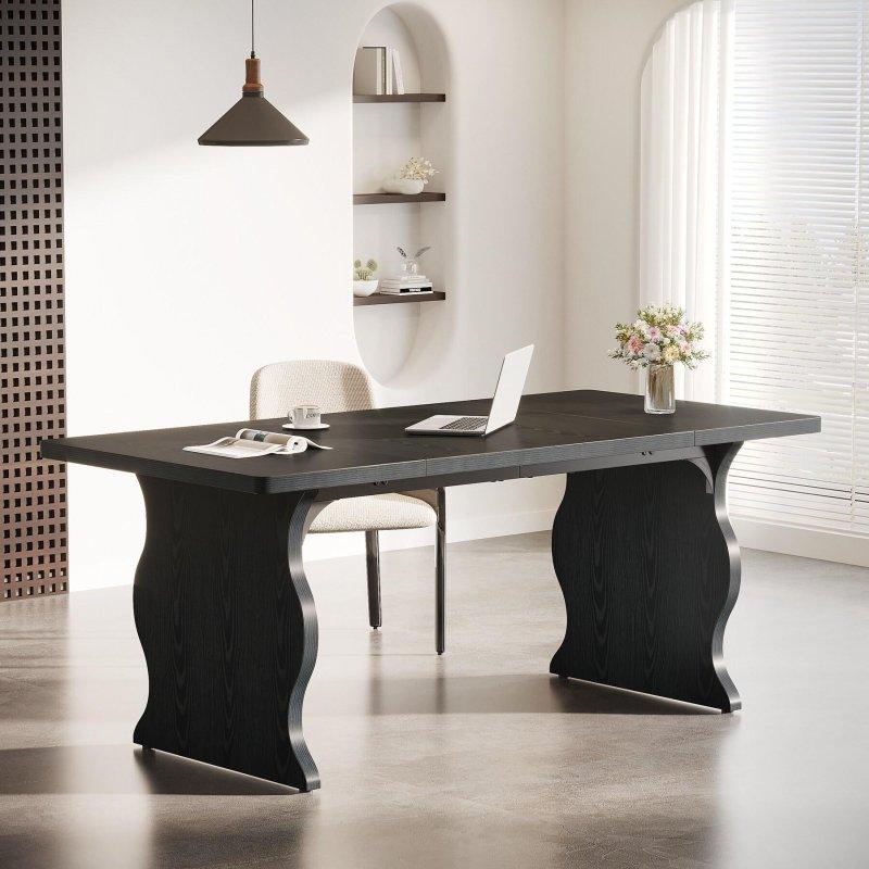 Siyah MDF Geniş Dikdörtgen Yönetici Ofis Masası - 161x81 cm - 326780