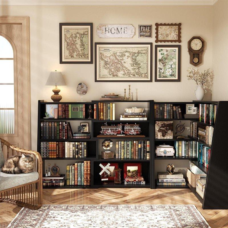 Siyah MDF Genişletilebilir Ayarlanabilir Köşe Kitaplık - 63-116 cm - 318958