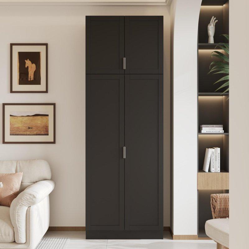 Siyah MDF Kapaklı 4 Raflı Kitaplık - 81x42x231 cm - 315657
