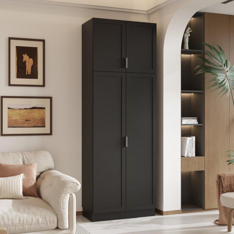 Siyah MDF Kapaklı 4 Raflı Kitaplık - 81x42x231 cm - 315657