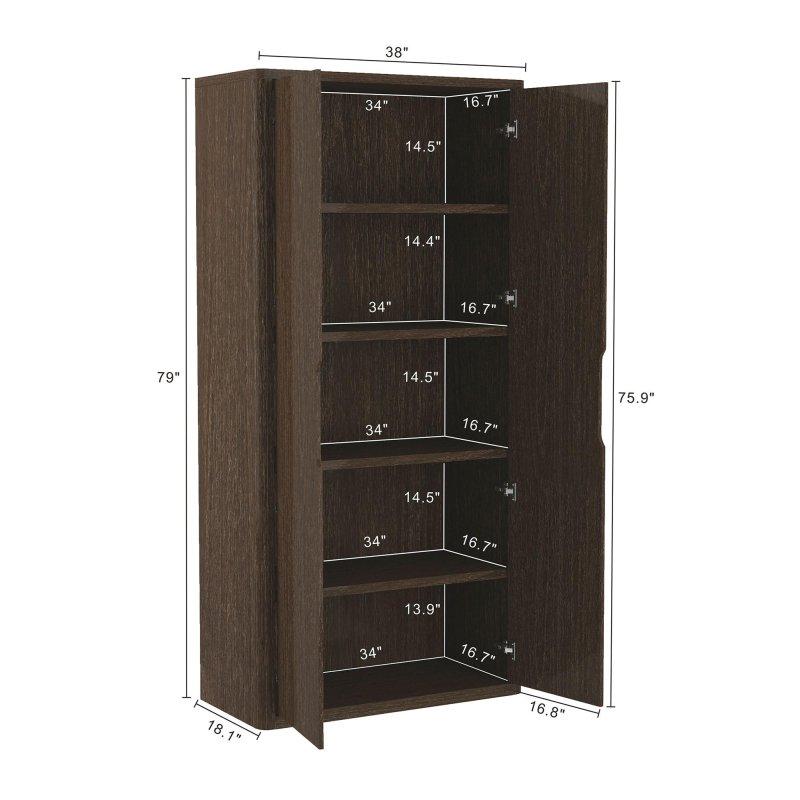 Siyah MDF Kapaklı Ayarlanabilir 5 Raflı Kulpsuz Kitaplık - 97x201x46 cm - 318109