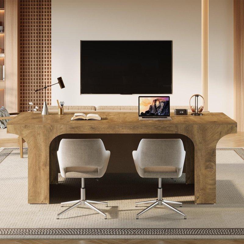 Siyah MDF Kemer Ayaklı Ofis Masası - 181 cm - 327577