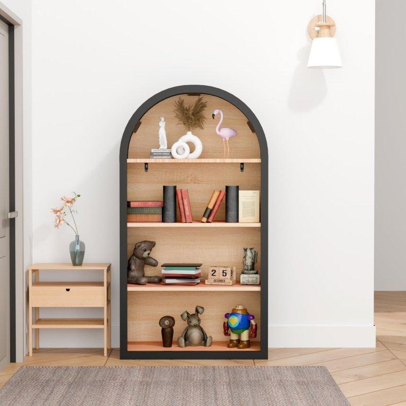 Siyah MDF Kemerli 4 Raflı Açık Kitaplık - 60x30x110 cm - 318814