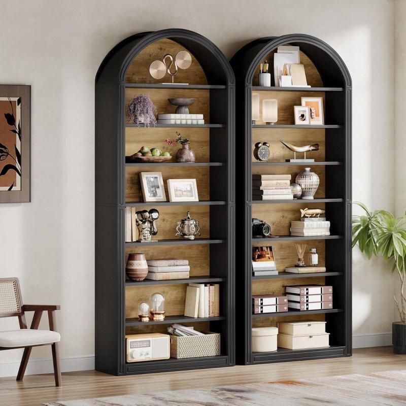 Siyah MDF Kemerli 8 Raflı Kitaplık - 81x30x202 cm - 317539