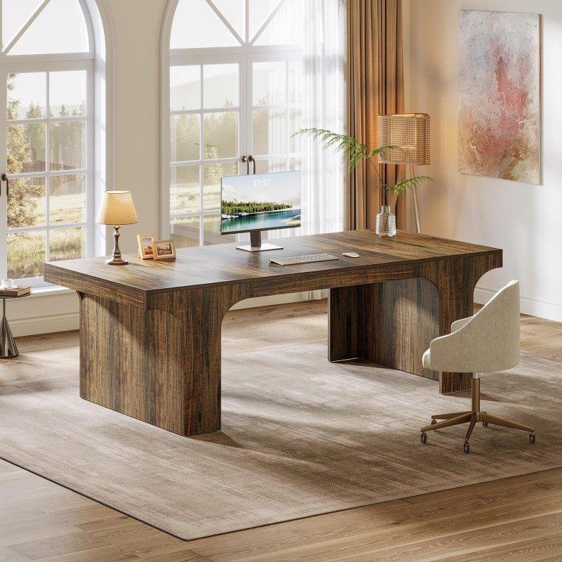 Siyah MDF Kemerli Tasarım Ofis Masası - 181 cm - 327739