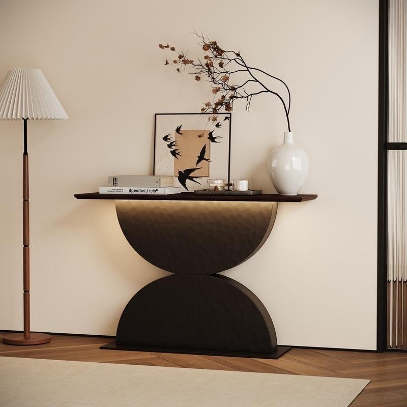 Siyah MDF LED Aydınlatmalı 3D Dokulu Dresuar - 120 cm - 333329