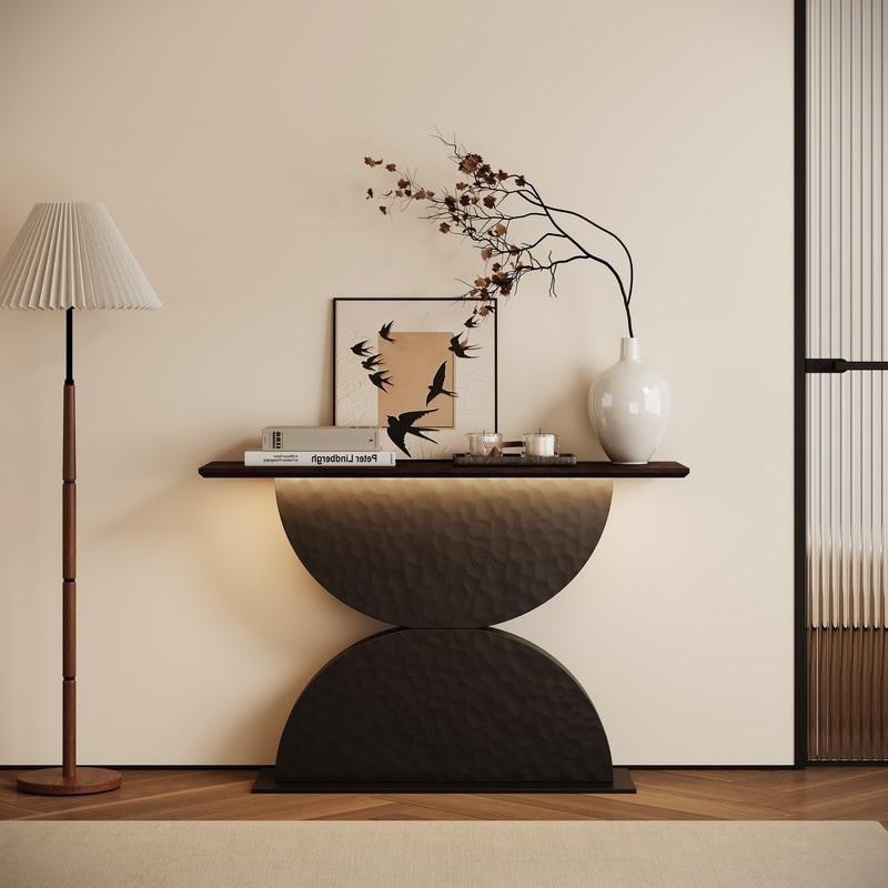 Siyah MDF LED Aydınlatmalı 3D Dokulu Dresuar - 120 cm - 333329