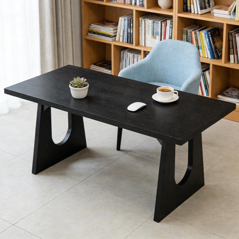 Siyah MDF Metal Destekli Rustik Ofis Masası - 181x91 cm - 326529