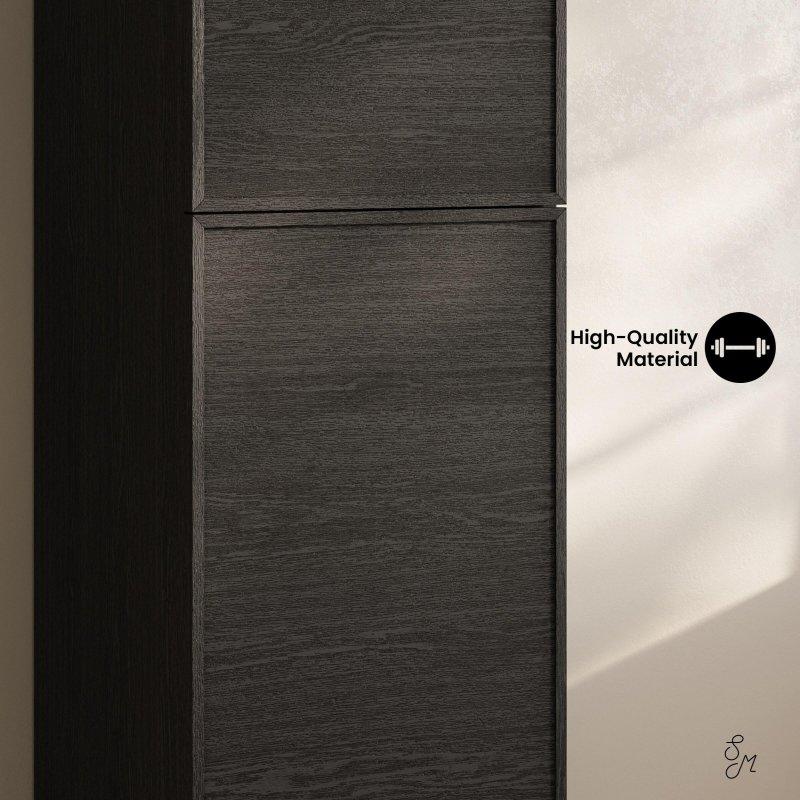 Siyah MDF Modern Ayaklı Çok Amaçlı Banyo Dolabı - 39x39x153 cm - 333628