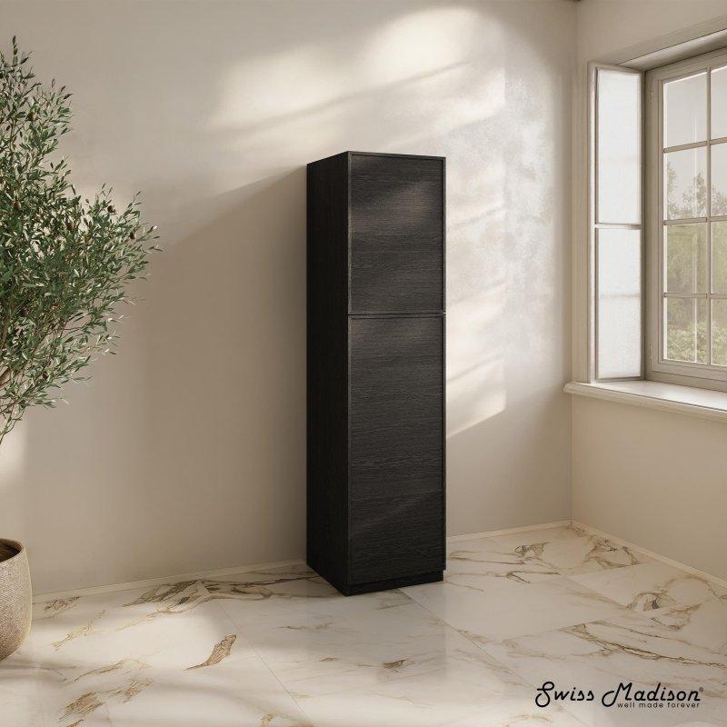 Siyah MDF Modern Ayaklı Çok Amaçlı Banyo Dolabı - 39x39x153 cm - 333628 Siyah MDF Modern Ayaklı Çok Amaçlı Banyo Dolabı - 39x39x153 cm - 333628