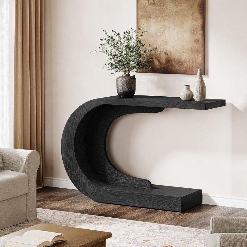 Siyah MDF Modern C Şekilli Dresuar - 111 cm - 332100