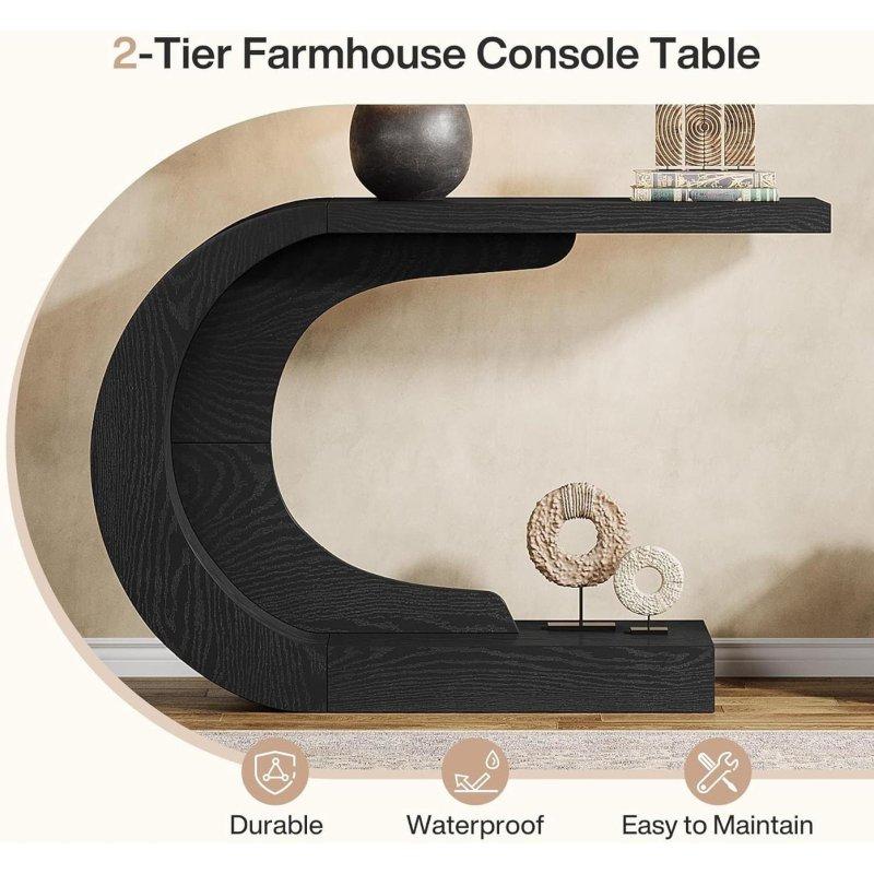 Siyah MDF Modern C Şekilli Dresuar - 111 cm - 332100