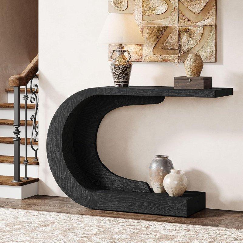 Siyah MDF Modern C Şekilli Dresuar - 111 cm - 332100 Siyah MDF Modern C Şekilli Dresuar - 111 cm - 332100
