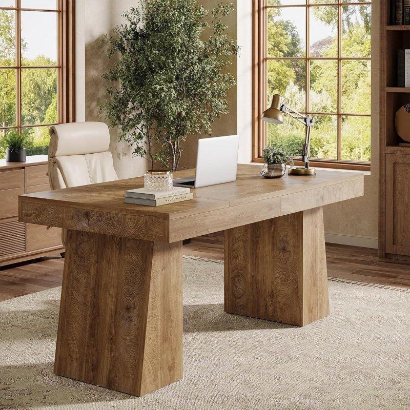Siyah MDF Modern Çift Kaideli Ofis Masası - 140 cm - 325822