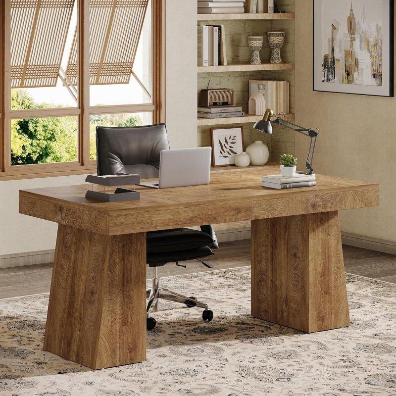 Siyah MDF Modern Çift Kaideli Ofis Masası - 140 cm - 325822