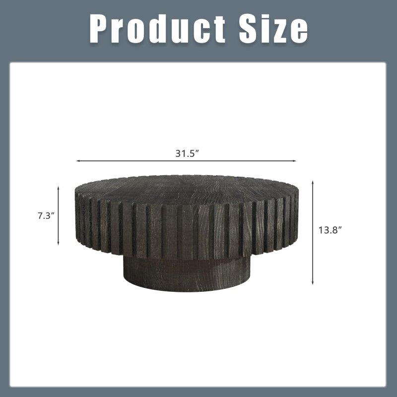 Siyah MDF Modern Tasarım Yuvarlak Orta Sehpa - 81 cm - 241948