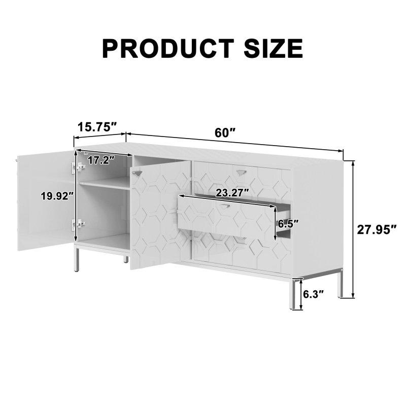 Siyah MDF Petek Desenli Gold Detaylı 3 Çekmeceli 2 Kapaklı Şifonyer - 153 cm - 298580