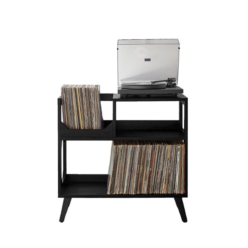 Siyah MDF Plak ve Pikap Standı Ayarlanabilir Ayaklı Kitaplık - 83x41x79 cm - 312515