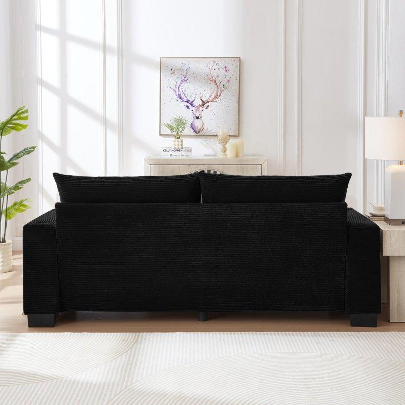 Siyah MDF USB Portlu Bardaklıklı 3 Kişilik Bohem Koltuk - 199x74 cm - 288411