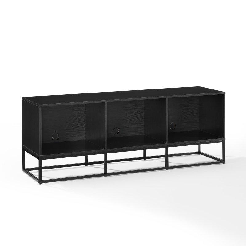 Siyah MDF ve Çelik Plak Saklama Alanlı Kablo Yönetimli Kitaplık - 153x153x57 cm - 320745