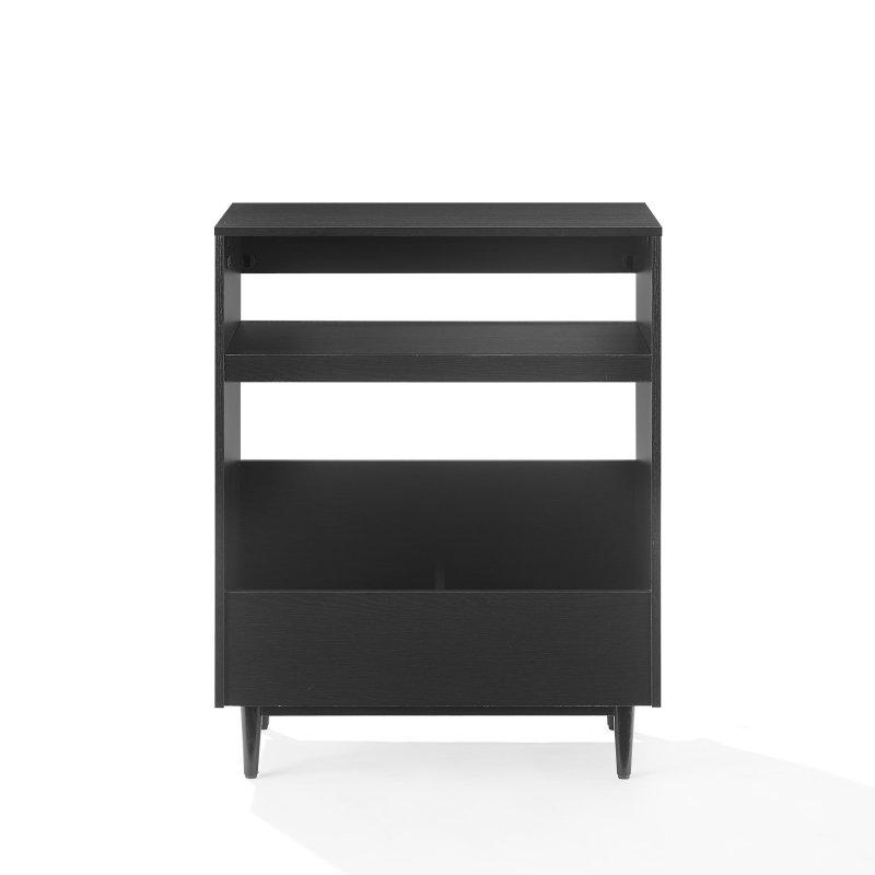Siyah MDF ve Kauçuk Ağacı Plak Depolamalı Açık Raflı Kitaplık - 72x41x93 cm - 319359