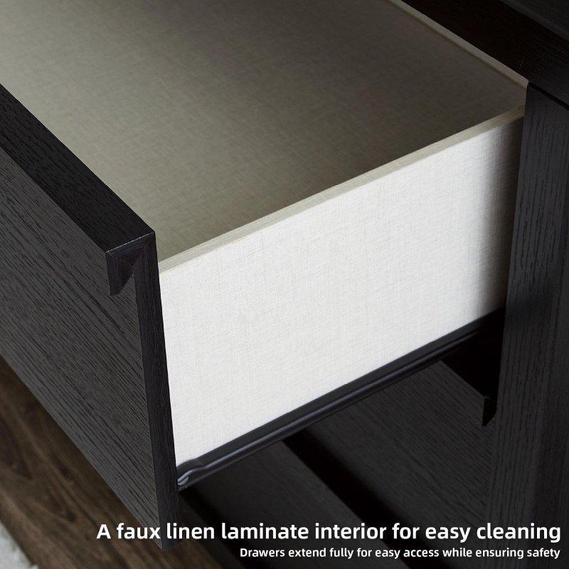 Siyah MDF ve Laminat Aynalı 6 Çekmeceli Mat Şifonyer - 158x153x51 cm - 305902