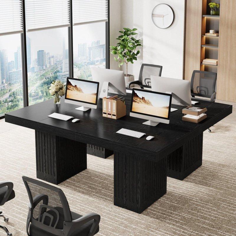 Siyah MDF Yivli Kenarlı Modern Ofis Masası - 160x80 cm - 326703