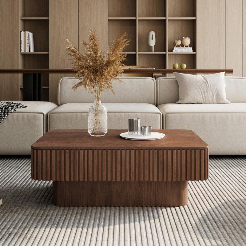 Siyah MDF Yivli Yükseltilebilir Akıllı Sehpa - 253595