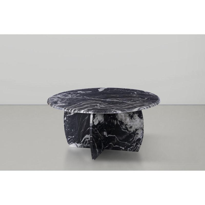 Siyah Mermer Çapraz Ayaklı Yuvarlak Orta Sehpa - 92x92 cm - 244800