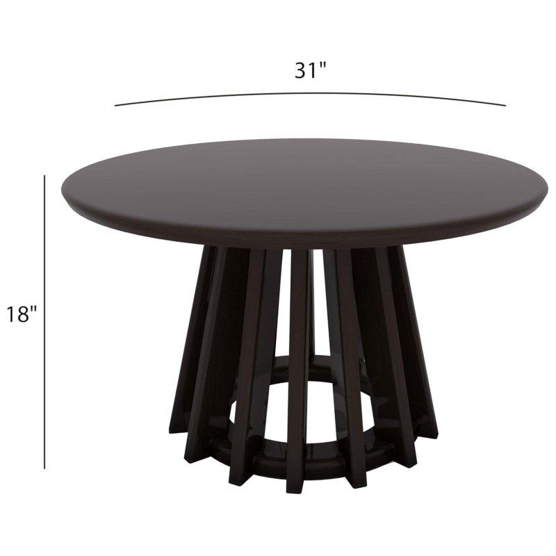Siyah Meşe Kaplama Çıtalı Ayaklı Yuvarlak Orta Sehpa - 79x46 cm - 239611