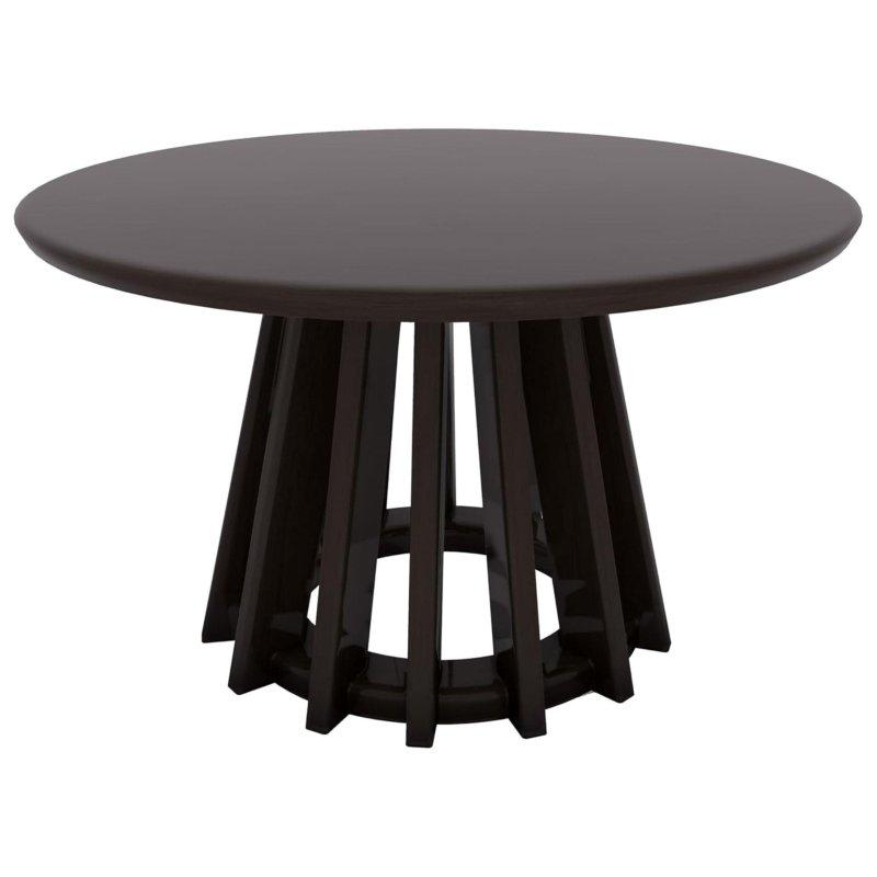 Siyah Meşe Kaplama Çıtalı Ayaklı Yuvarlak Orta Sehpa - 79x46 cm - 239611