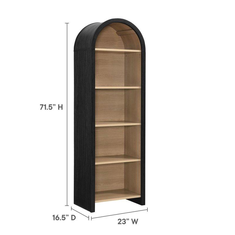 Siyah Meşe Kemerli MDF Kitaplık - 59x42x182 cm - 315569