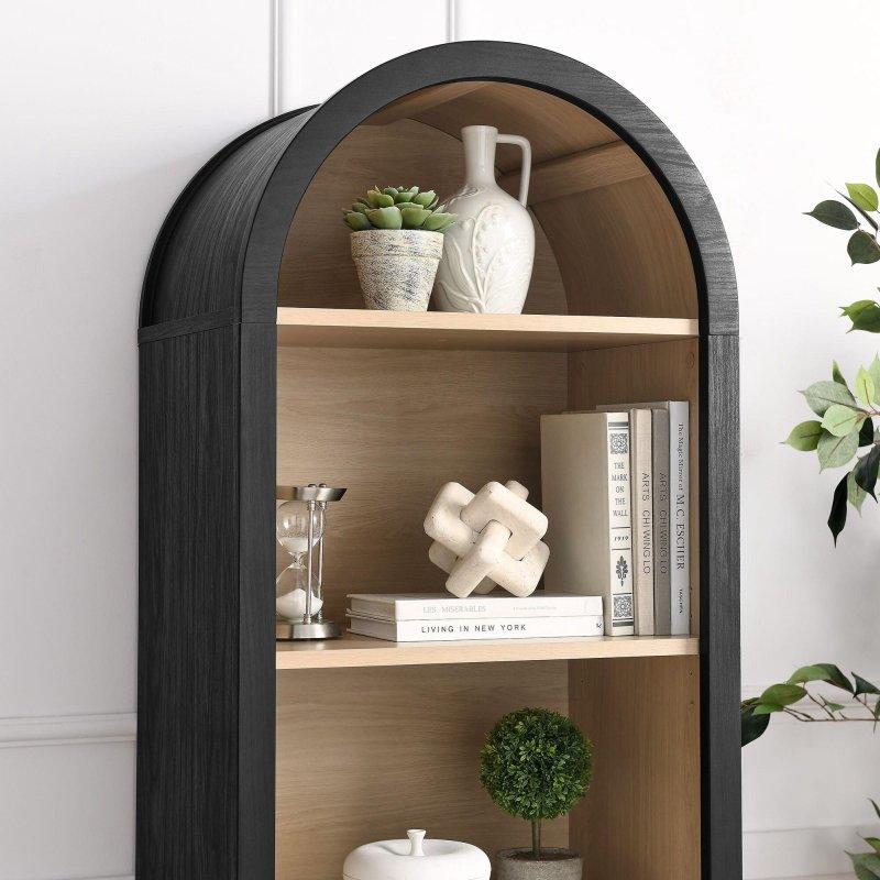 Siyah Meşe Kemerli MDF Kitaplık - 59x42x182 cm - 315569