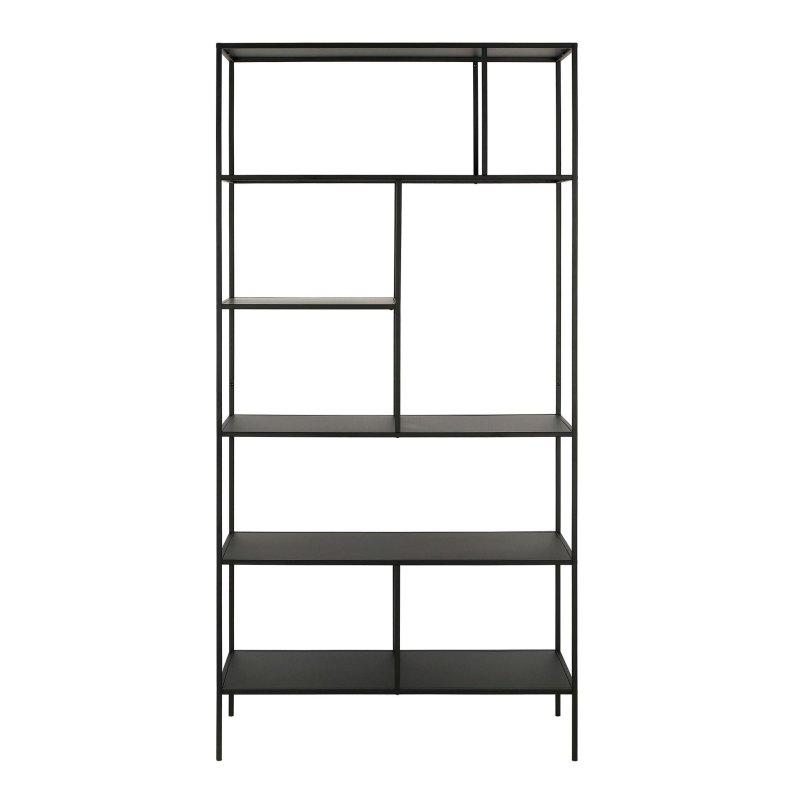 Siyah Metal 5 Raflı Asimetrik Kitaplık - 183x92x39 cm - 316859