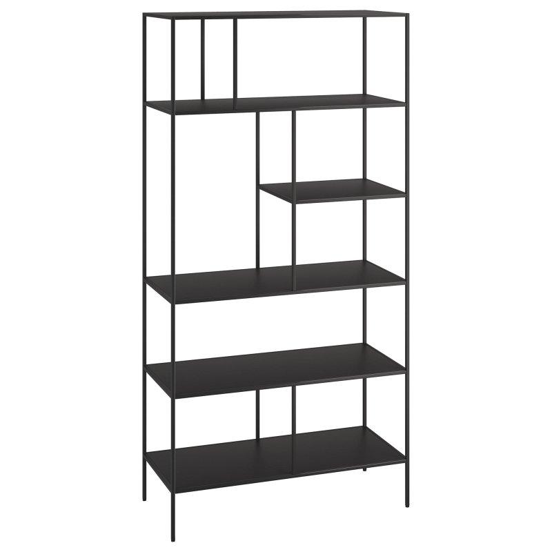 Siyah Metal 6 Raflı Sırtı Açık Endüstriyel Kitaplık - 92x183x41 cm - 313448