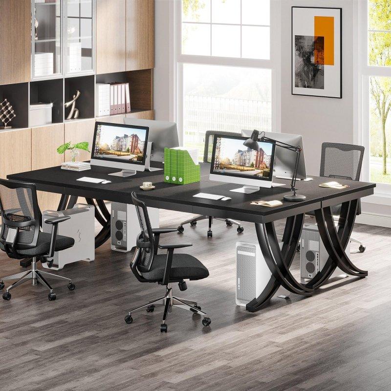 Siyah Metal Ayaklı Ahşap Dikdörtgen Ofis Masası - 199 cm - 327092