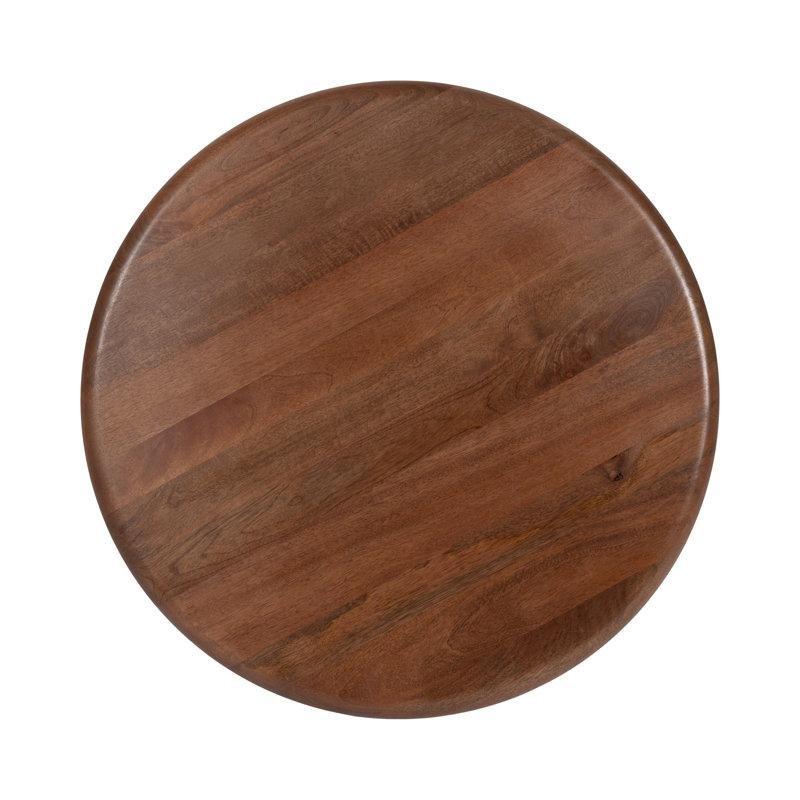 Siyah Metal Ayaklı Masif Mango Ağacı Yuvarlak Orta Sehpa - 72 cm - 245404