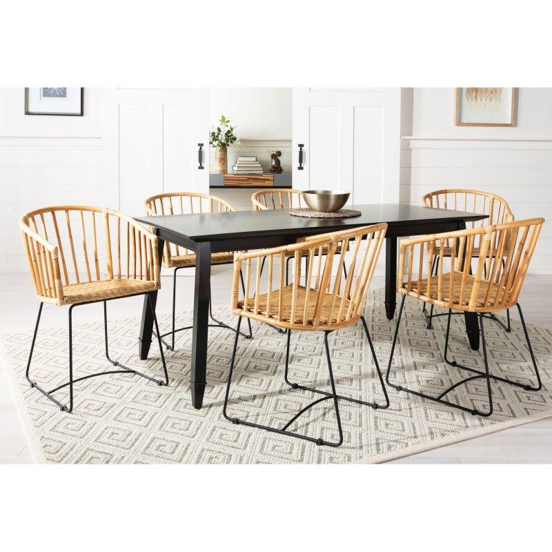 Siyah Metal Ayaklı Varil Sırtlı Rattan Sandalye - 252070