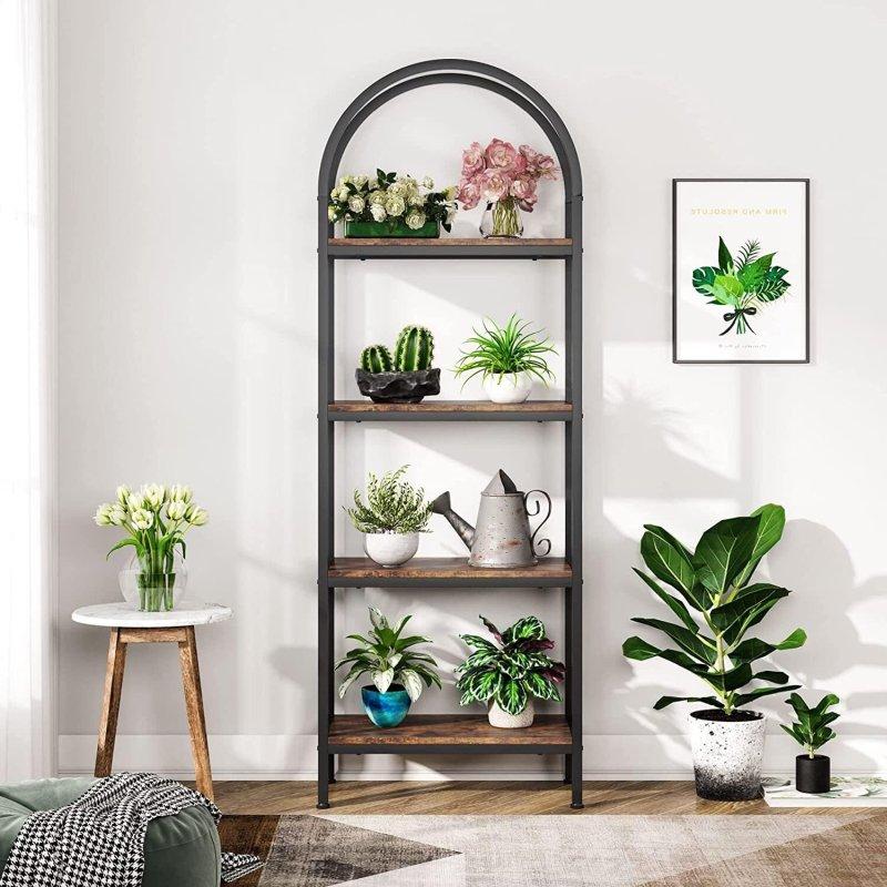 Siyah Metal Çerçeveli Ahşap 4 Raflı Endüstriyel Kitaplık - 60x30x180 cm - 312507