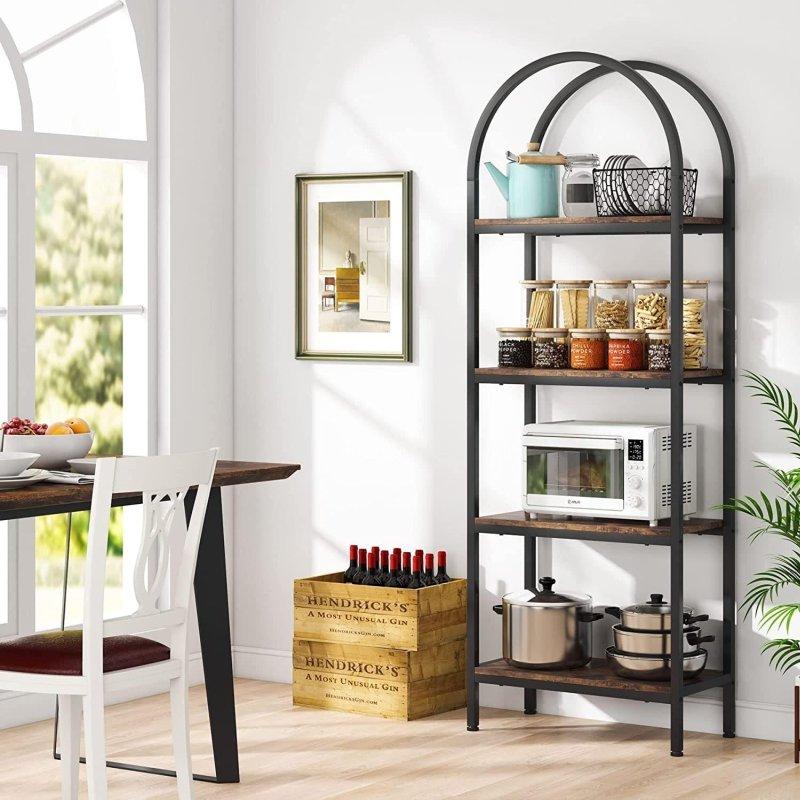 Siyah Metal Çerçeveli Ahşap 4 Raflı Endüstriyel Kitaplık - 60x30x180 cm - 312507