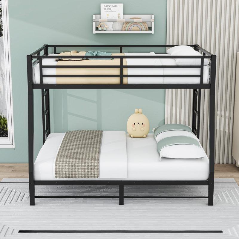 Siyah Metal Çift Merdivenli Full XL ve Queen Yatak Uyumlu Ranza - 160x210 cm - 246146