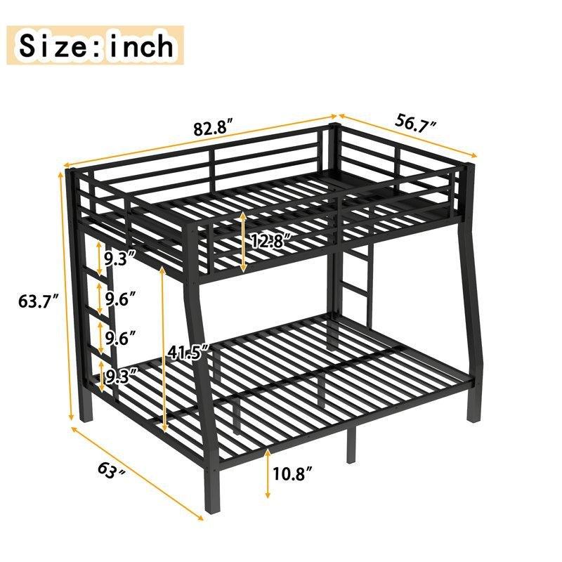 Siyah Metal Çift Merdivenli Yatak Altı Depolama Alanlı Ranza - 160x210 cm - 247537