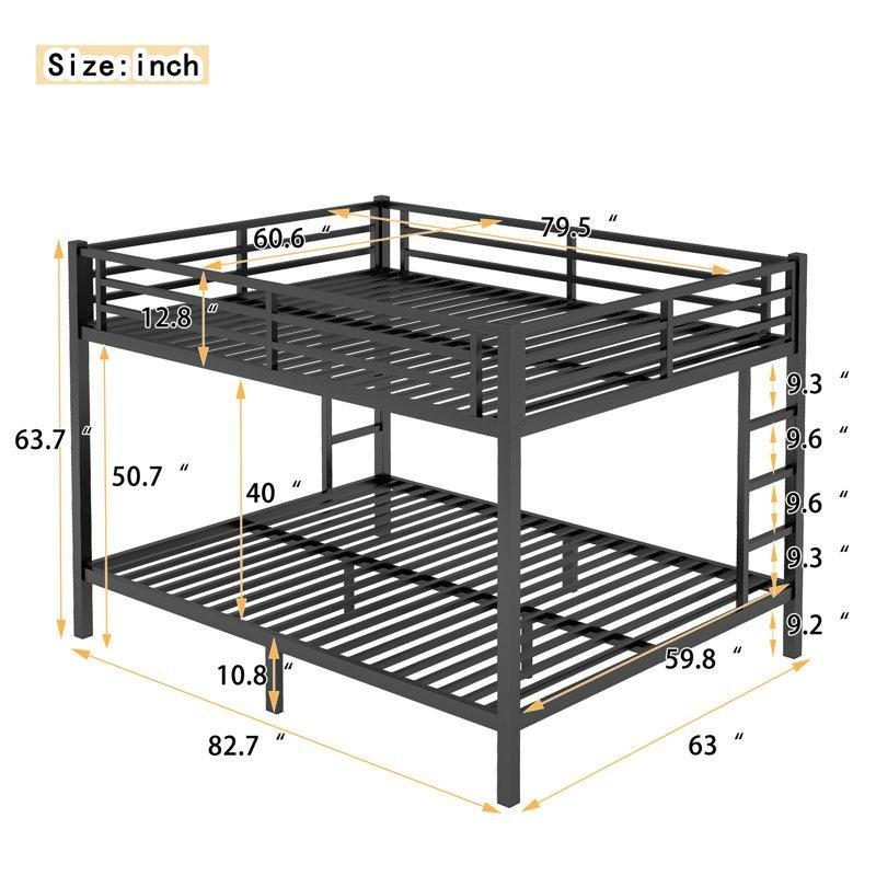 Siyah Metal Çift Merdivenli Yüksek Taşıma Kapasiteli Ranza - 161x211 cm - 246105