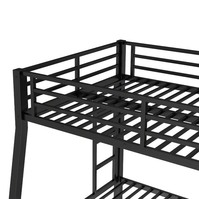 Siyah Metal Çift Taraflı Merdivenli Full XL ve Queen Yatak Uyumlu Ranza - 246354