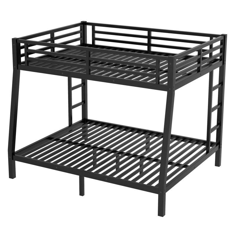 Siyah Metal Çift Taraflı Merdivenli Twin XL ve Queen Yataklı Ranza - 250702