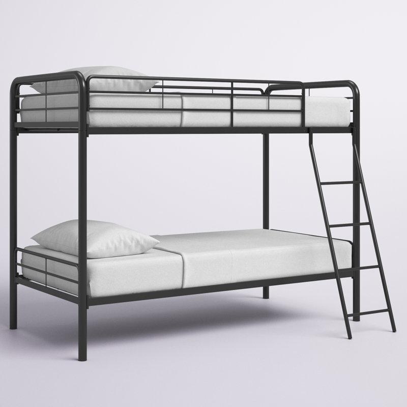 Siyah Metal Dahili Merdivenli Korumalıklı Ranza - 143x199 cm - 247411