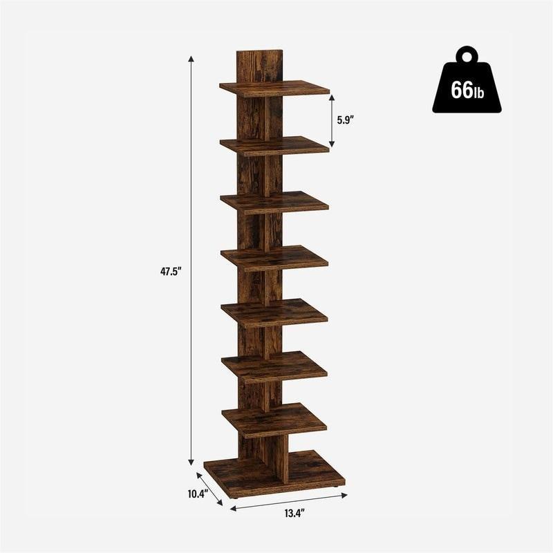 Siyah Metal Dikey Kule Tipi Kitaplık - 35x27x121 cm - 320788
